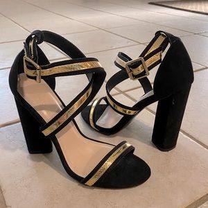 Black and Gold Heels - Size 7